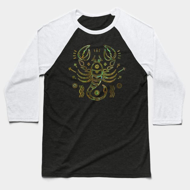 Scorpio Zodiac Gold Abalone Baseball T-Shirt by Nartissima